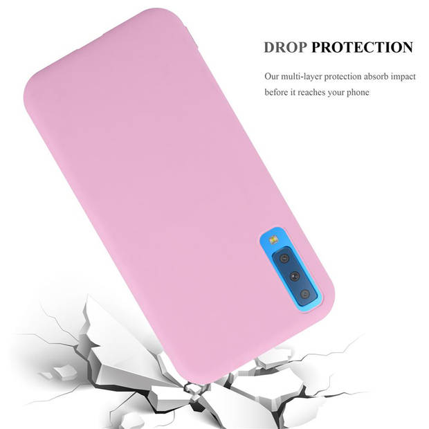 Cadorabo Hoesje geschikt voor Samsung Galaxy A7 2018 in CANDY ROZE - Beschermhoes TPU silicone Case Cover