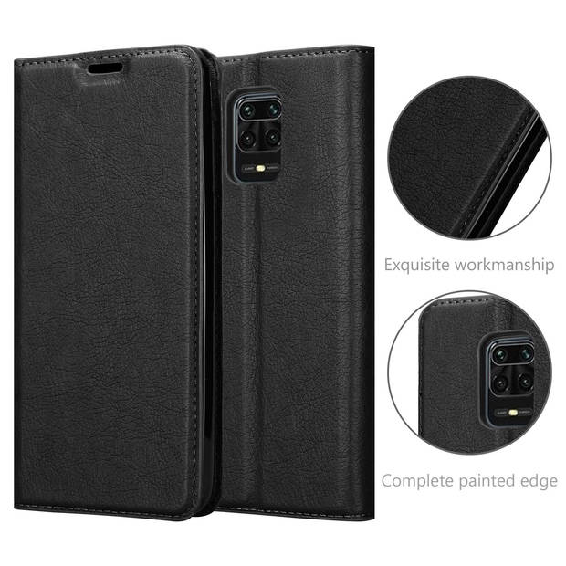 Cadorabo Hoesje geschikt voor Xiaomi RedMi NOTE 9 PRO / NOTE 9S in ZWARTE NACHT - Beschermhoes Case magnetische sluiting