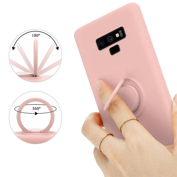 Cadorabo Hoesje geschikt voor Samsung Galaxy NOTE 9 in LIQUID ROZE - Beschermhoes van TPU silicone Case Cover met ring