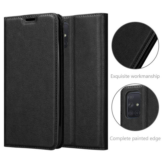 Cadorabo Hoesje geschikt voor Samsung Galaxy A72 4G / 5G in ZWARTE NACHT - Beschermhoes Case magnetische sluiting Cover