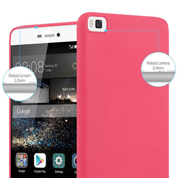 Cadorabo Hoesje geschikt voor Huawei P8 in CANDY ROOD - Beschermhoes TPU silicone Case Cover