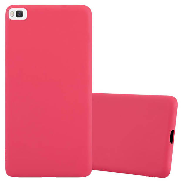 Cadorabo Hoesje geschikt voor Huawei P8 in CANDY ROOD - Beschermhoes TPU silicone Case Cover