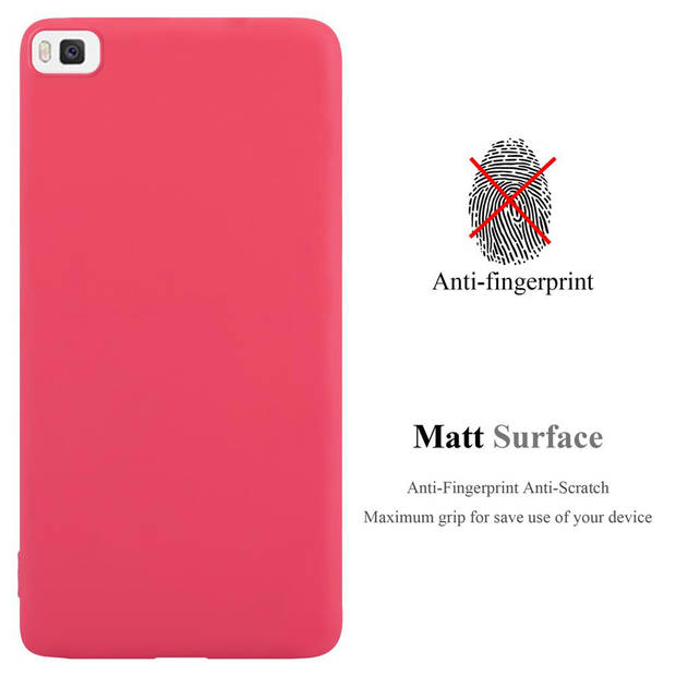 Cadorabo Hoesje geschikt voor Huawei P8 in CANDY ROOD - Beschermhoes TPU silicone Case Cover