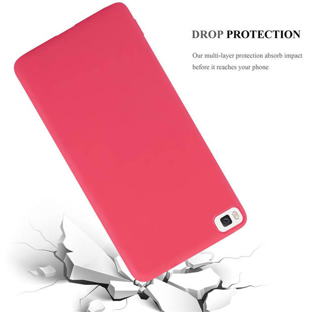 Cadorabo Hoesje geschikt voor Huawei P8 in CANDY ROOD - Beschermhoes TPU silicone Case Cover