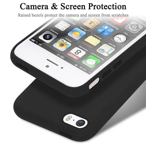 Cadorabo Hoesje geschikt voor Apple iPhone 5 / 5S / SE 2016 Case in LIQUID ZWART - Beschermhoes TPU silicone Cover