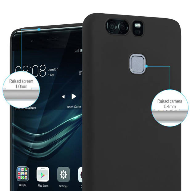 Cadorabo Hoesje geschikt voor Huawei P9 in CANDY ZWART - Beschermhoes TPU silicone Case Cover