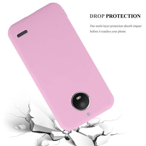 Cadorabo Hoesje geschikt voor Motorola MOTO E4 in CANDY ROZE - Beschermhoes TPU silicone Case Cover