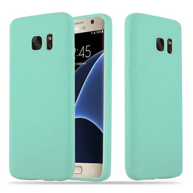 Cadorabo Hoesje geschikt voor Samsung Galaxy S7 in CANDY BLAUW - Beschermhoes TPU silicone Case Cover