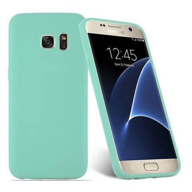 Cadorabo Hoesje geschikt voor Samsung Galaxy S7 in CANDY BLAUW - Beschermhoes TPU silicone Case Cover