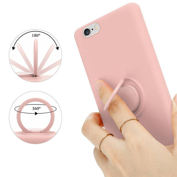 Cadorabo Hoesje geschikt voor Apple iPhone 6 / 6S in LIQUID ROZE - Beschermhoes van TPU silicone Case Cover met ring