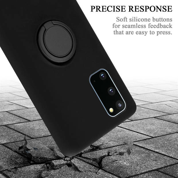 Cadorabo Hoesje geschikt voor Samsung Galaxy S20 in LIQUID ZWART - Beschermhoes van TPU silicone Case Cover met ring