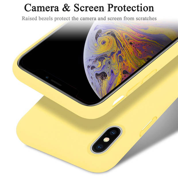 Cadorabo Hoesje geschikt voor Apple iPhone X / XS Case in LIQUID GEEL - Beschermhoes TPU silicone Cover
