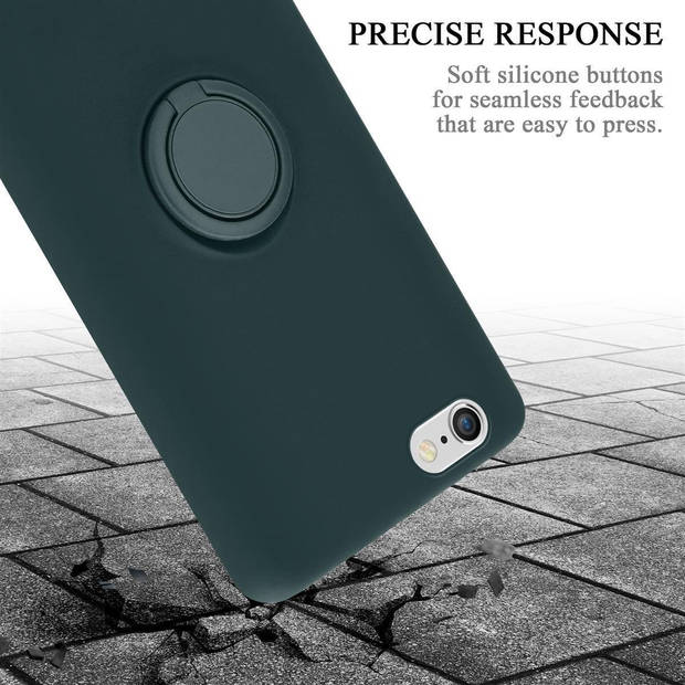 Cadorabo Hoesje geschikt voor Apple iPhone 6 / 6S in LIQUID GROEN - Beschermhoes van TPU silicone Case Cover met ring
