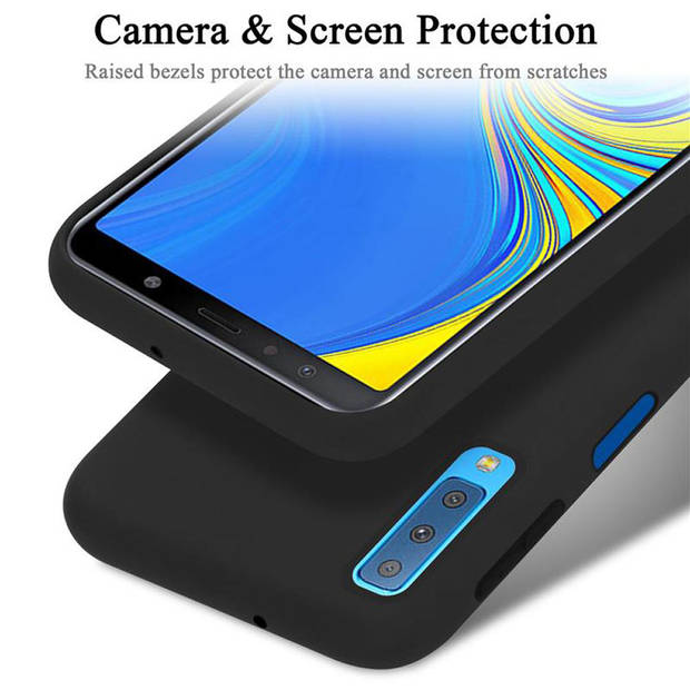 Cadorabo Hoesje geschikt voor Samsung Galaxy A7 2018 Case in LIQUID ZWART - Beschermhoes TPU silicone Cover