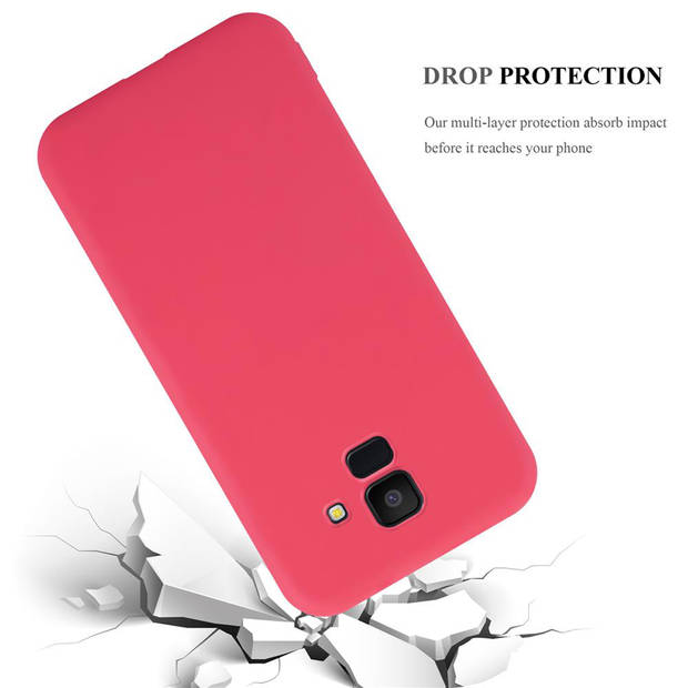 Cadorabo Hoesje geschikt voor Samsung Galaxy J6 2018 in CANDY ROOD - Beschermhoes TPU silicone Case Cover