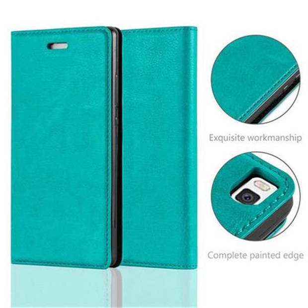 Cadorabo Hoesje geschikt voor Huawei P8 in BENZINE TURKOOIS - Beschermhoes Case magnetische sluiting Cover