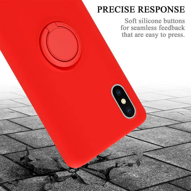 Cadorabo Hoesje geschikt voor Apple iPhone XS MAX in LIQUID ROOD - Beschermhoes van TPU silicone Case Cover met ring