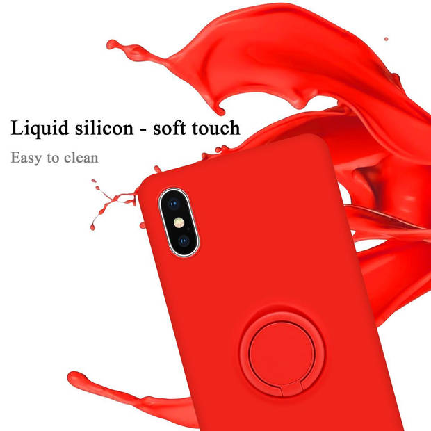 Cadorabo Hoesje geschikt voor Apple iPhone XS MAX in LIQUID ROOD - Beschermhoes van TPU silicone Case Cover met ring