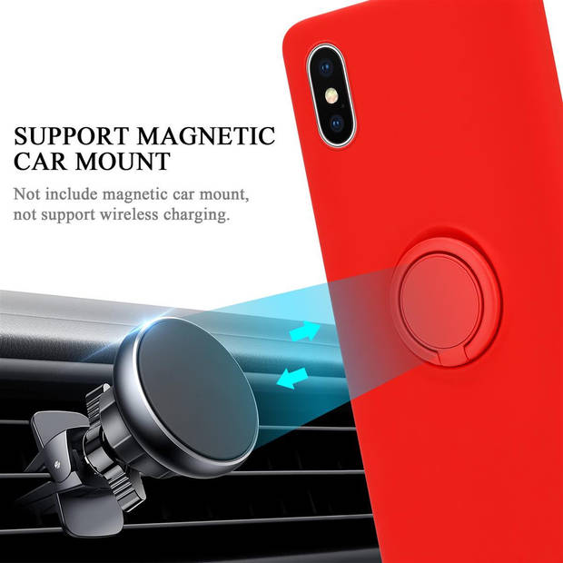 Cadorabo Hoesje geschikt voor Apple iPhone XS MAX in LIQUID ROOD - Beschermhoes van TPU silicone Case Cover met ring