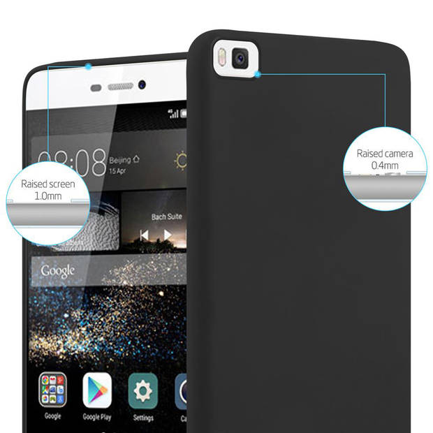 Cadorabo Hoesje geschikt voor Huawei P8 in CANDY ZWART - Beschermhoes TPU silicone Case Cover