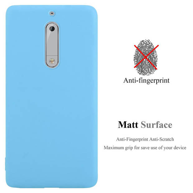 Cadorabo Hoesje geschikt voor Nokia 5 2017 in CANDY BLAUW - Beschermhoes TPU silicone Case Cover