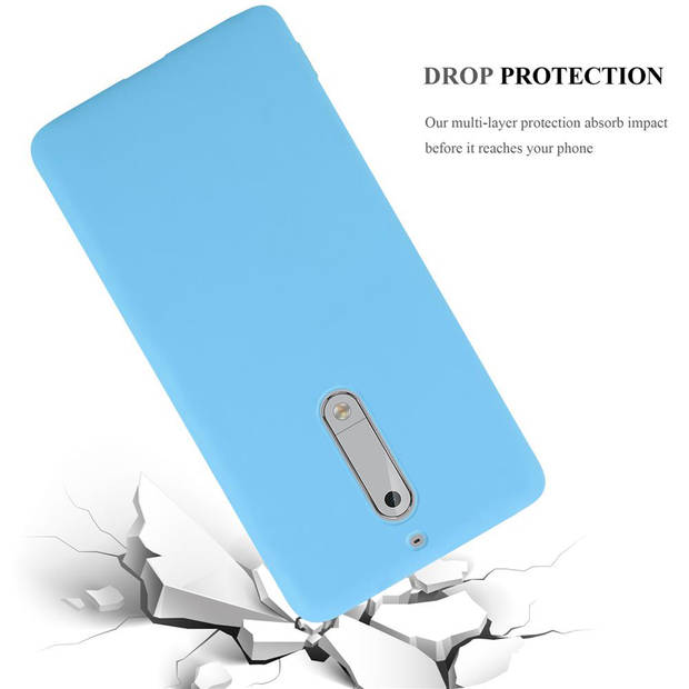 Cadorabo Hoesje geschikt voor Nokia 5 2017 in CANDY BLAUW - Beschermhoes TPU silicone Case Cover