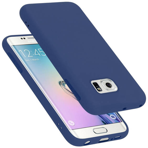 Cadorabo Hoesje geschikt voor Samsung Galaxy S6 EDGE Case in LIQUID BLAUW - Beschermhoes TPU silicone Cover