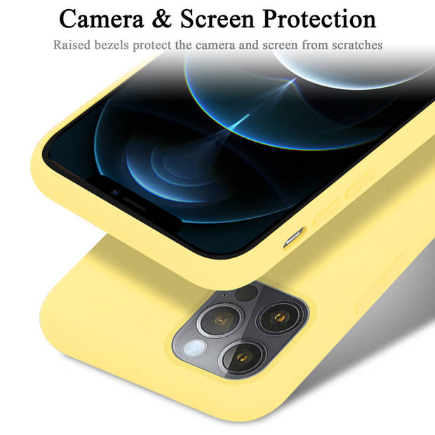 Cadorabo Hoesje geschikt voor Apple iPhone 12 / 12 PRO Case in LIQUID GEEL - Beschermhoes TPU silicone Cover