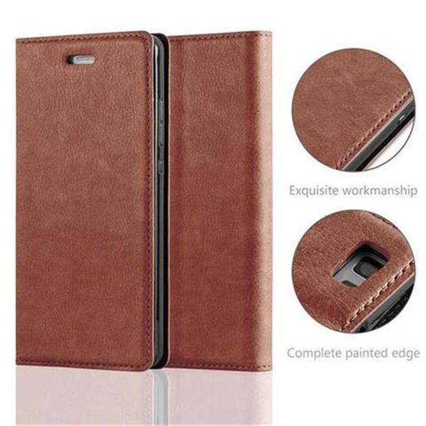 Cadorabo Hoesje geschikt voor Huawei P8 LITE 2015 in CAPPUCCINO BRUIN - Beschermhoes Case magnetische sluiting Cover