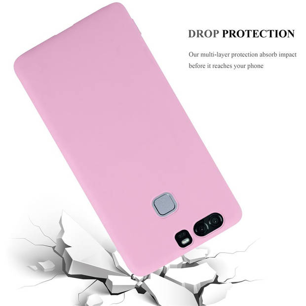 Cadorabo Hoesje geschikt voor Huawei P9 in CANDY ROZE - Beschermhoes TPU silicone Case Cover