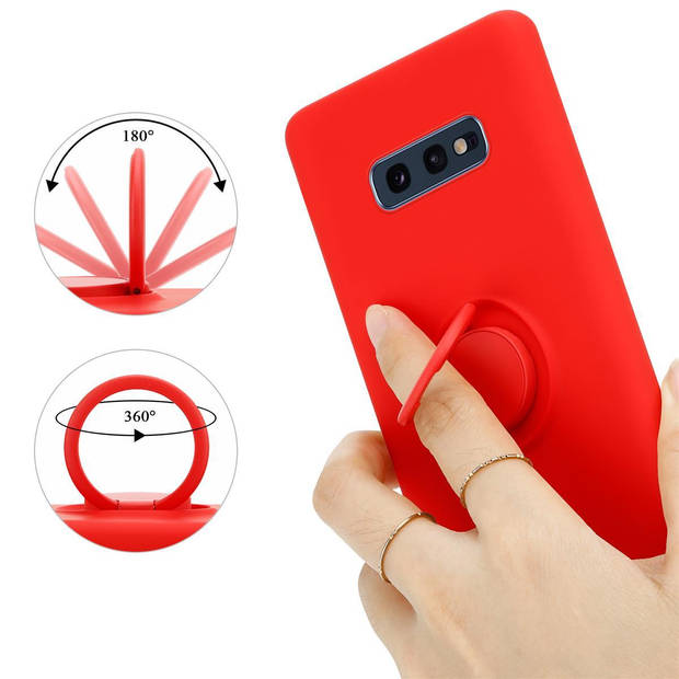 Cadorabo Hoesje geschikt voor Samsung Galaxy S10e in LIQUID ROOD - Beschermhoes van TPU silicone Case Cover met ring