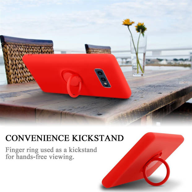 Cadorabo Hoesje geschikt voor Samsung Galaxy S10e in LIQUID ROOD - Beschermhoes van TPU silicone Case Cover met ring