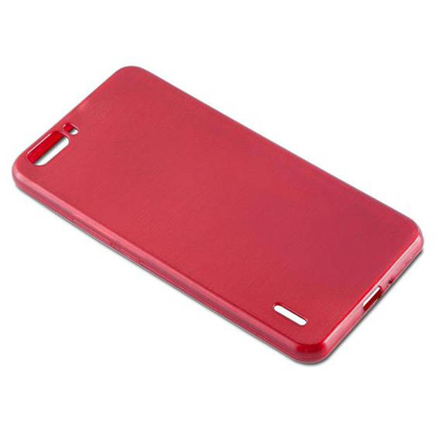 Cadorabo Hoesje geschikt voor Honor 6 PLUS in ROOD - Beschermhoes TPU silicone Case Cover Brushed