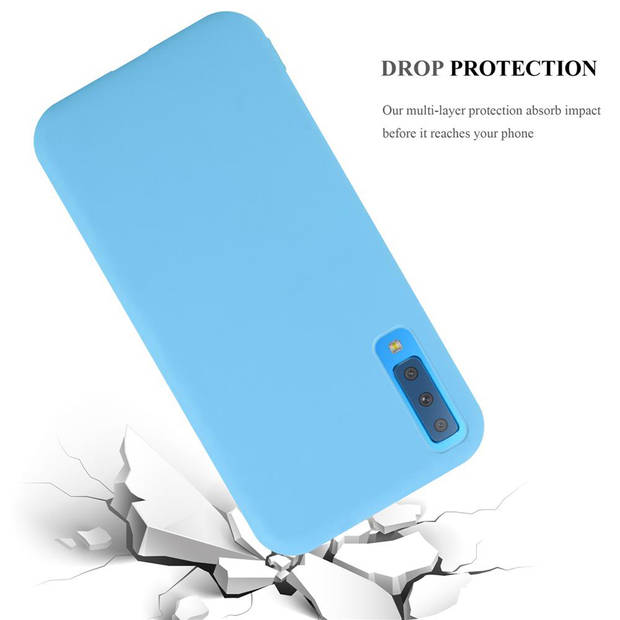 Cadorabo Hoesje geschikt voor Samsung Galaxy A7 2018 in CANDY BLAUW - Beschermhoes TPU silicone Case Cover