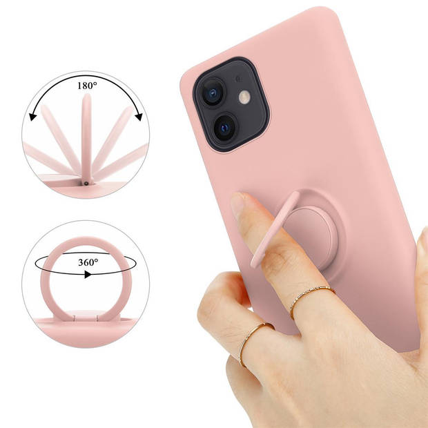 Cadorabo Hoesje geschikt voor Apple iPhone 12 MINI in LIQUID ROZE - Beschermhoes van TPU silicone Case Cover met ring