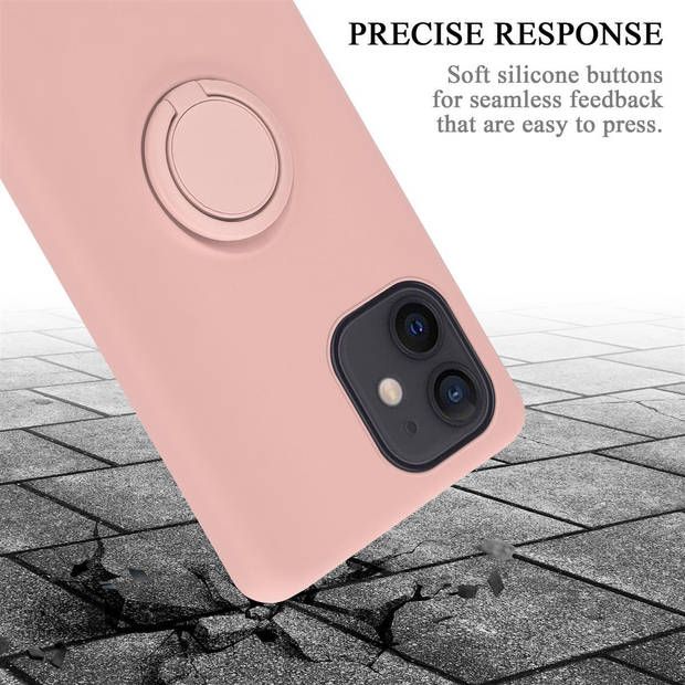 Cadorabo Hoesje geschikt voor Apple iPhone 12 MINI in LIQUID ROZE - Beschermhoes van TPU silicone Case Cover met ring