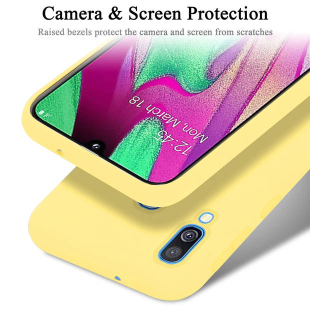 Cadorabo Hoesje geschikt voor Samsung Galaxy A40 Case in LIQUID GEEL - Beschermhoes TPU silicone Cover