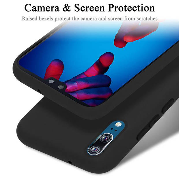 Cadorabo Hoesje geschikt voor Huawei P20 Case in LIQUID ZWART - Beschermhoes TPU silicone Cover