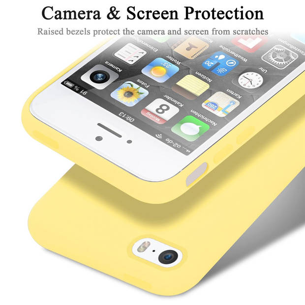 Cadorabo Hoesje geschikt voor Apple iPhone 5 / 5S / SE 2016 Case in LIQUID GEEL - Beschermhoes TPU silicone Cover