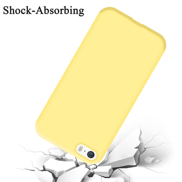 Cadorabo Hoesje geschikt voor Apple iPhone 5 / 5S / SE 2016 Case in LIQUID GEEL - Beschermhoes TPU silicone Cover