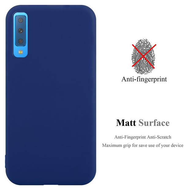 Cadorabo Hoesje geschikt voor Samsung Galaxy A7 2018 in CANDY DONKER BLAUW - Beschermhoes TPU silicone Case Cover