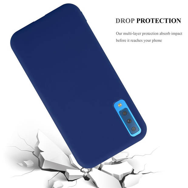 Cadorabo Hoesje geschikt voor Samsung Galaxy A7 2018 in CANDY DONKER BLAUW - Beschermhoes TPU silicone Case Cover