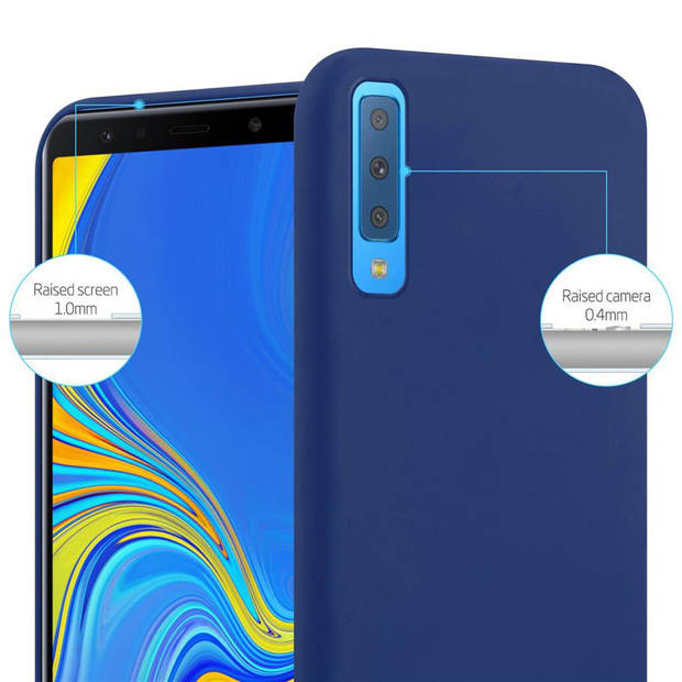 Cadorabo Hoesje geschikt voor Samsung Galaxy A7 2018 in CANDY DONKER BLAUW - Beschermhoes TPU silicone Case Cover