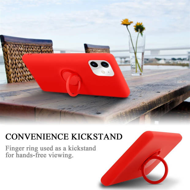 Cadorabo Hoesje geschikt voor Apple iPhone 11 in LIQUID ROOD - Beschermhoes van TPU silicone Case Cover met ring