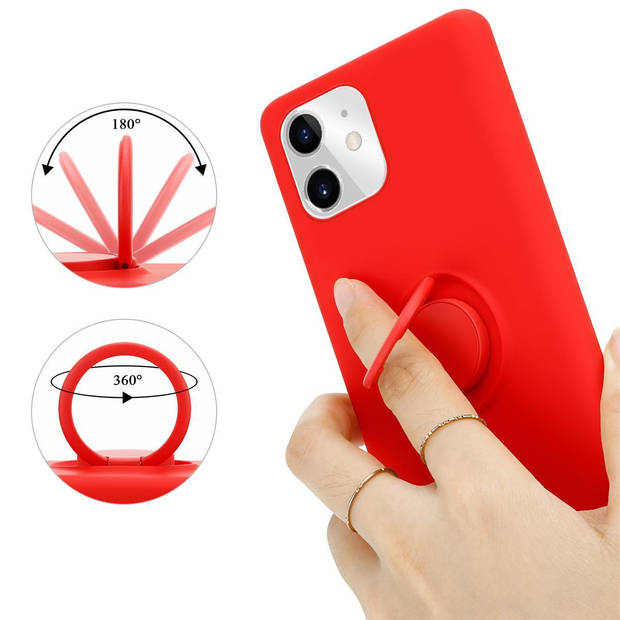 Cadorabo Hoesje geschikt voor Apple iPhone 11 in LIQUID ROOD - Beschermhoes van TPU silicone Case Cover met ring