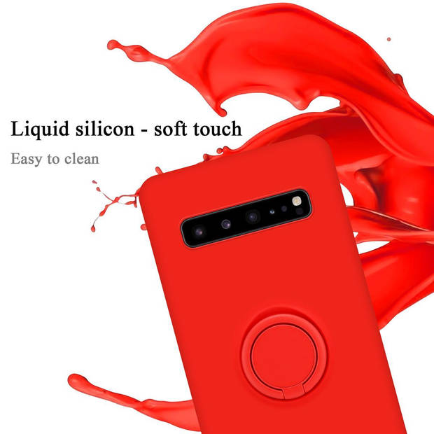 Cadorabo Hoesje geschikt voor Samsung Galaxy S10 5G in LIQUID ROOD - Beschermhoes van TPU silicone Case Cover met ring