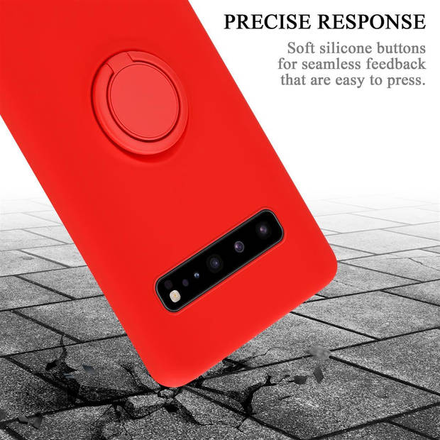 Cadorabo Hoesje geschikt voor Samsung Galaxy S10 5G in LIQUID ROOD - Beschermhoes van TPU silicone Case Cover met ring