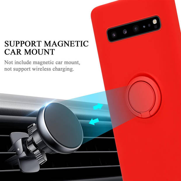 Cadorabo Hoesje geschikt voor Samsung Galaxy S10 5G in LIQUID ROOD - Beschermhoes van TPU silicone Case Cover met ring