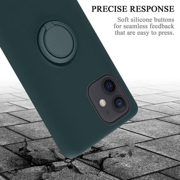 Cadorabo Hoesje geschikt voor Apple iPhone 12 MINI in LIQUID GROEN - Beschermhoes van TPU silicone Case Cover met ring