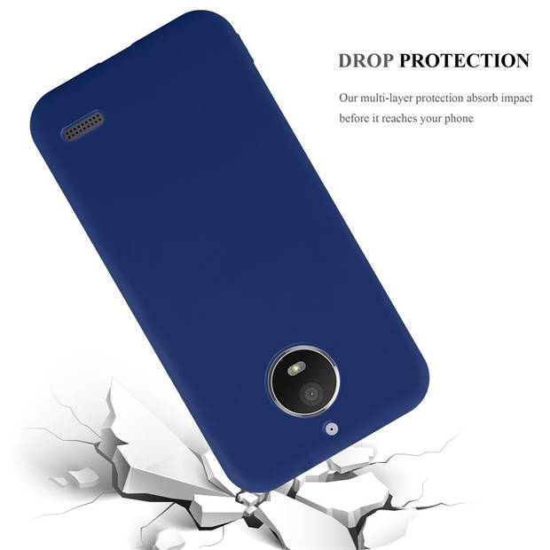Cadorabo Hoesje geschikt voor Motorola MOTO E4 in CANDY DONKER BLAUW - Beschermhoes TPU silicone Case Cover